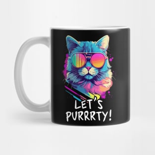 Party Cat in Sunglasses Men Women 90s Retro Pun Funny Cat Mug